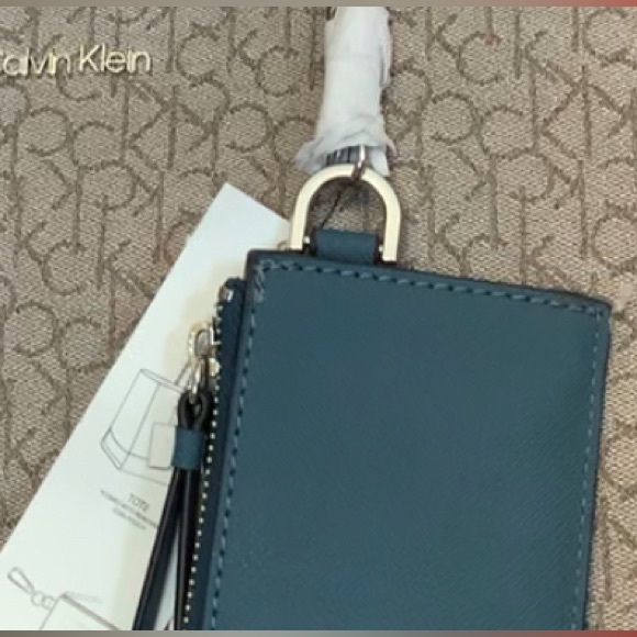 CALVIN KLEIN Blue Brown Khaki SHOULDER TOTE BAG - Picture 6 of 8